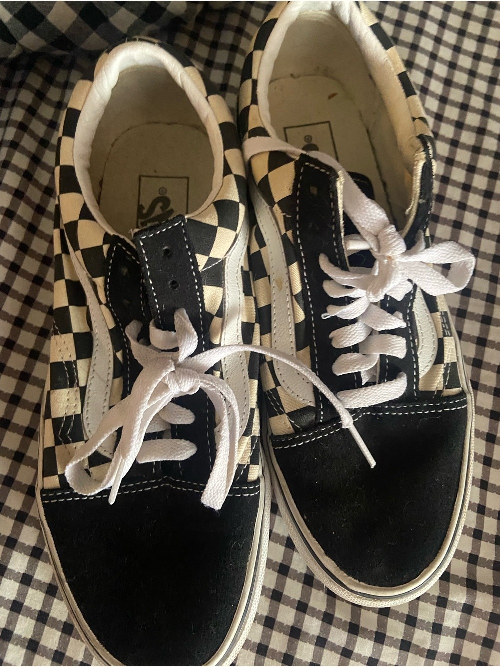 Vans Checkerboard Skate Sneakers in Black and White